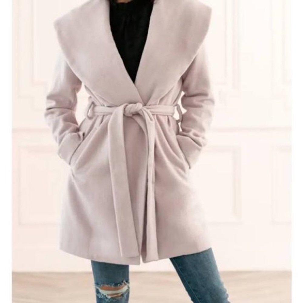 Rachel Parcell Purple Tie Waist Wool Coat